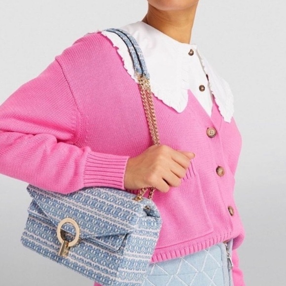 Sandro tweed purse in blue and white. - Picture 1 of 8